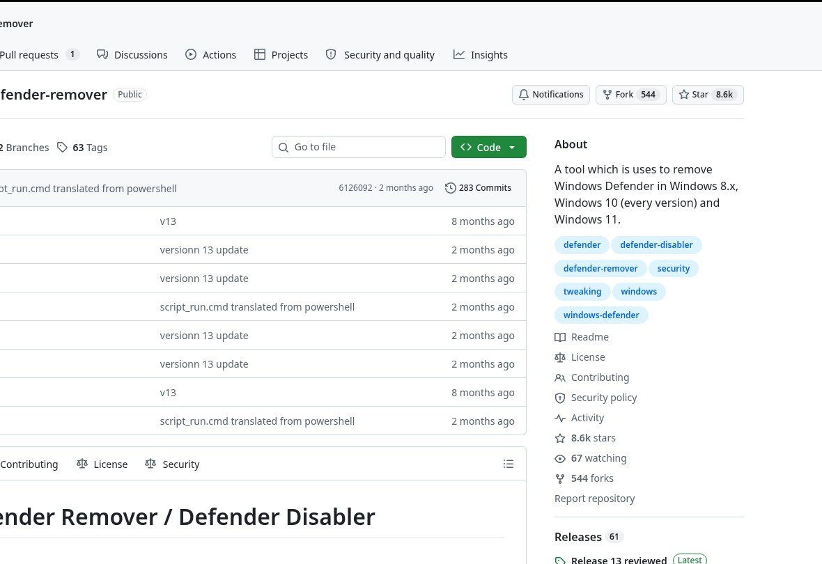 Defender Remover:约 8600 星开源工具,移除 Windows Defender 前先看清风险、还原方式和替代方案 Defender Remover:约 8600 星开源工具,移除 Windows Defender 前先看清风险、还原方式和替代方案