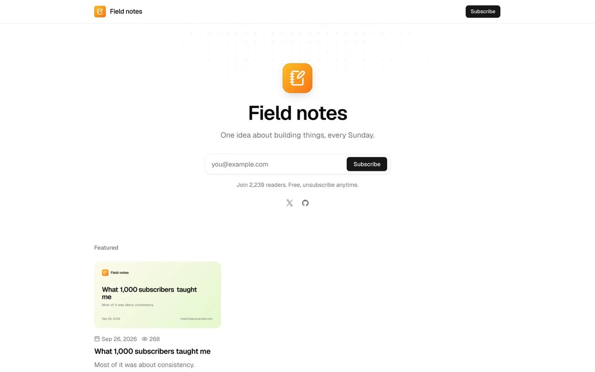 MailCheap：Marc Lou 开源的自托管 Newsletter 系统，用 Amazon SES 发信，每千封约 0.1 美元