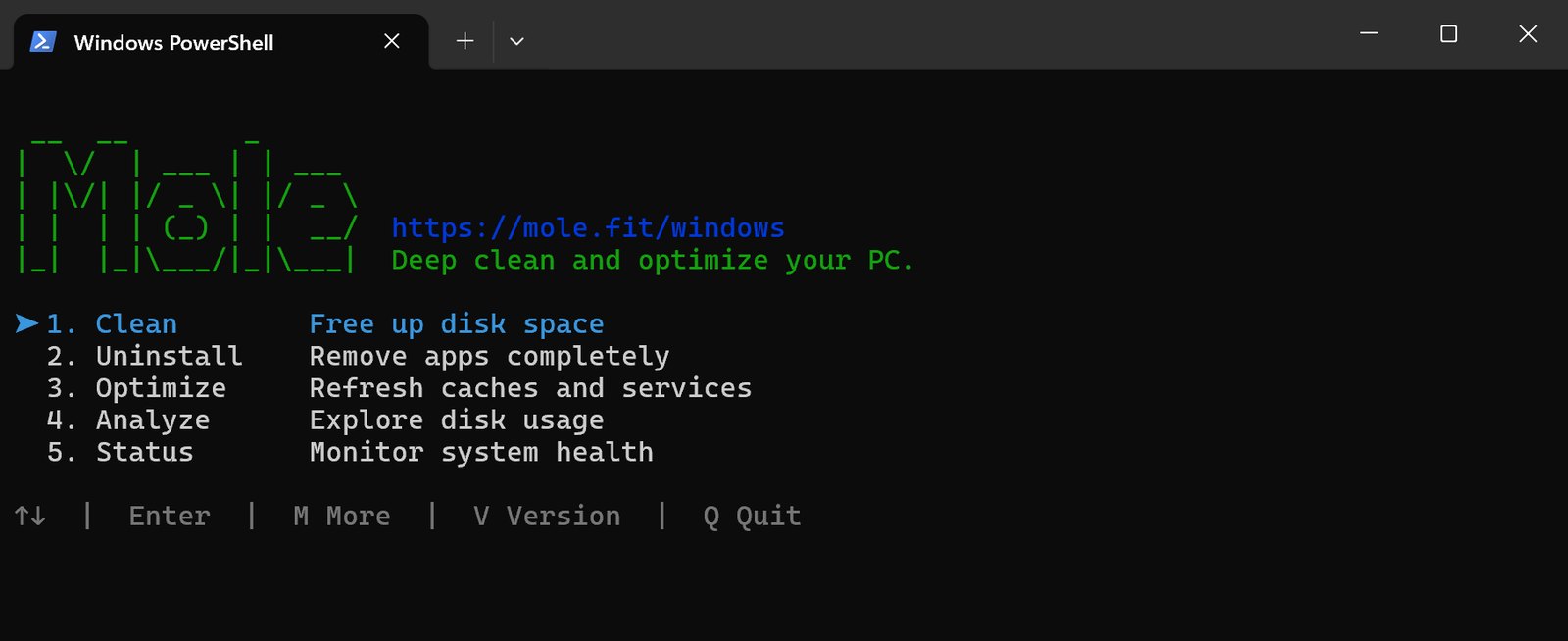 Mole Windows 版：C 盘清理、卸载残留、磁盘分析一个工具搞定，免费命令行和 15.2 美元桌面版怎么选