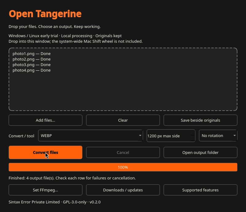 Open Tangerine：付费 Mac 转换器 Tangerine 的免费开源版，拖一下批量转图片和 PDF，Windows / Linux 版实测