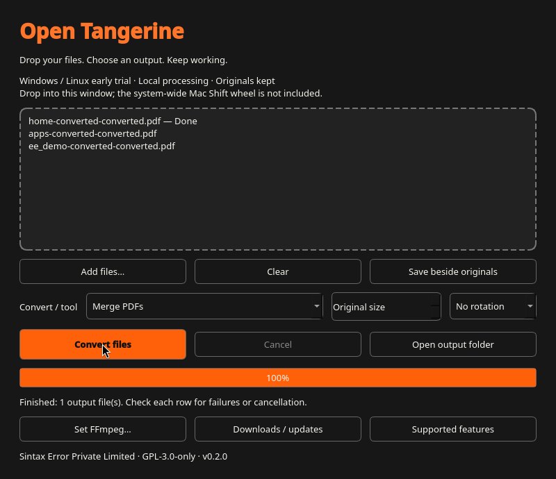 Open Tangerine：付费 Mac 转换器 Tangerine 的免费开源版，拖一下批量转图片和 PDF，Windows / Linux 版实测